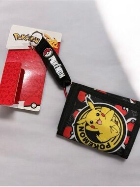 Buy one get one 50% off Pokemon Black, Yellow & Red Pikachu Wallet with Lanyard